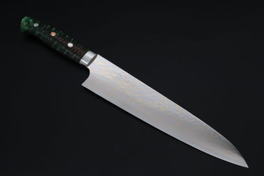 Takeshi Saji Gyuto Takeshi Saji SUMMIT ― Limited Edition Custom Series SMT-1193 VG-10W磨 Multi-Colored Golden-Rainbow Damascus Gyuto 240mm (9.4 Inch)