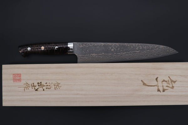 Takeshi Saji Gyuto Takeshi Saji SUMMIT ― Limited Edition Custom Series SMT-967 VG-10W Multi-Colored Golden-Rainbow Damascus Gyuto 240mm (9.4 Inch)