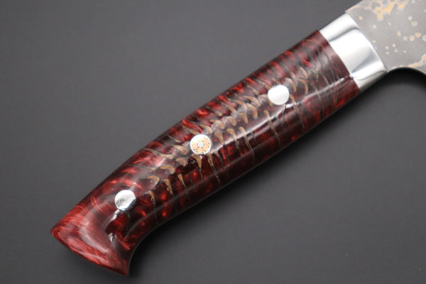 Takeshi Saji Gyuto Takeshi Saji SUMMIT ― Limited Edition Custom Series SMT-970 VG-10W Multi-Colored Golden-Rainbow Damascus Gyuto 240mm (9.4 Inch)