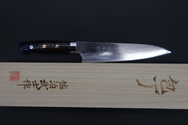 Takeshi Saji Gyuto Takeshi Saji SUMMIT ― Limited Edition Custom Series SMT-994 VG-10W磨 Multi-Colored Golden-Rainbow Damascus Gyuto 180mm (7 Inch)