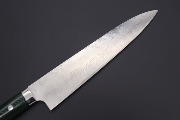 Takeshi Saji Gyuto Takeshi Saji VG-10 Custom Damascus Wild Series Gyuto (180mm to 270mm, 4 sizes, Green Linen Micarta Handle)