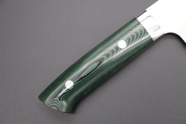 Takeshi Saji Gyuto Takeshi Saji VG-10 Custom Damascus Wild Series Gyuto (180mm to 270mm, 4 sizes, Green Linen Micarta Handle)