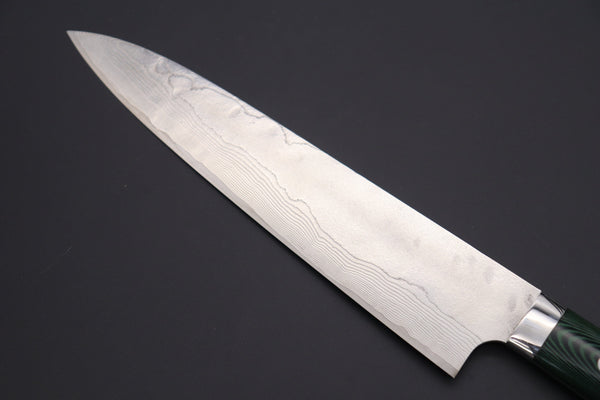 Takeshi Saji Gyuto Takeshi Saji VG-10 Custom Damascus Wild Series Gyuto (180mm to 270mm, 4 sizes, Green Linen Micarta Handle)