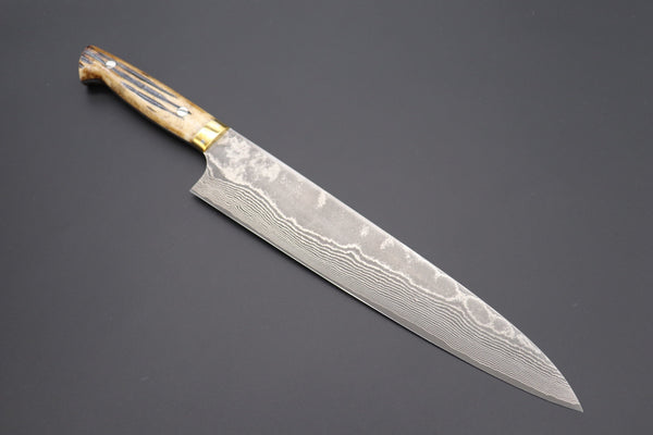 Takeshi Saji Gyuto ST-5 Gyuto270mm(10.6inch) / Stag Bone Handle Takeshi Saji VG-10 Custom Damascus Wild Series Gyuto (180mm to 270mm, 4 sizes, Stag Bone Handle)