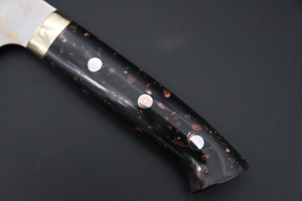 Takeshi Saji Gyuto Gyuto 240mm Takeshi Saji VG-10W Rainbow Damascus Series TS-8 Gyuto 240mm (9.4 Inch, Black and Copper Texture Dupont Corian Handle)