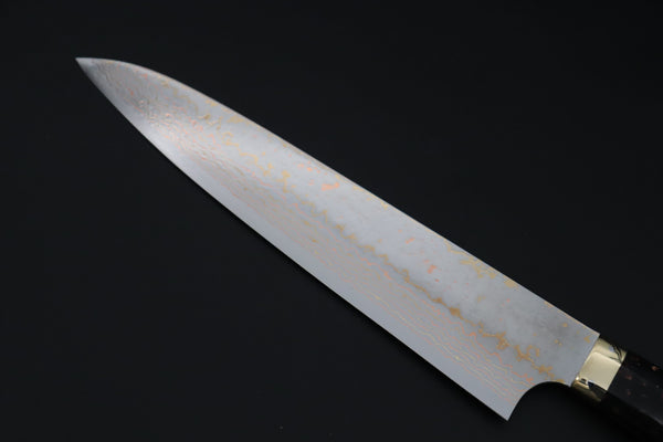 Takeshi Saji Gyuto Gyuto 240mm Takeshi Saji VG-10W Rainbow Damascus Series TS-8 Gyuto 240mm (9.4 Inch, Black and Copper Texture Dupont Corian Handle)