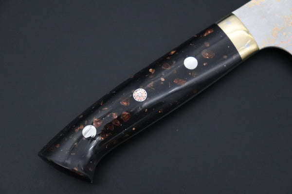Takeshi Saji Gyuto Gyuto 240mm Takeshi Saji VG-10W Rainbow Damascus Series TS-8 Gyuto 240mm (9.4 Inch, Black and Copper Texture Dupont Corian Handle)