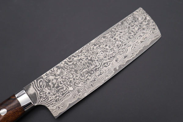 Takeshi Saji Nakiri SRD-2NBI Nakiri 165mm (6.4 inch) / Ironwood Handle Takeshi Saji R-2 Custom Black Damascus Wild Series Nakiri 165mm (6.4 inch, Ironwood Handle)