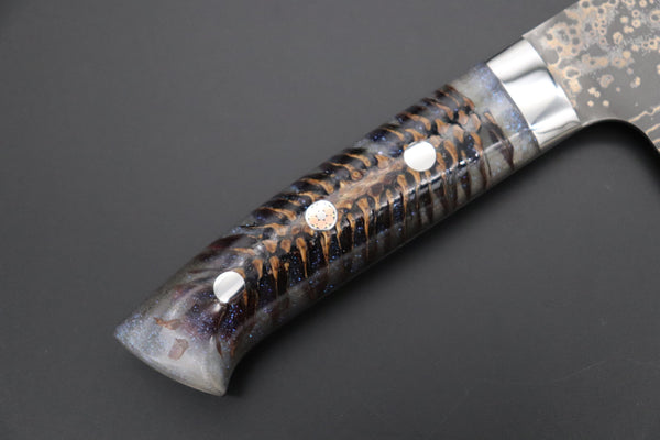 Takeshi Saji Nakiri Takeshi Saji SUMMIT ― Limited Edition Custom Series SMT-1049 VG-10W Multi-Colored Golden-Rainbow Damascus Nakiri 165mm (6.4 Inch)