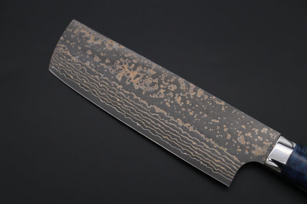 Takeshi Saji Nakiri Takeshi Saji SUMMIT ― Limited Edition Custom Series SMT-1083 VG-10W Multi-Colored Golden-Rainbow Damascus Nakiri 165mm (6.4 Inch)