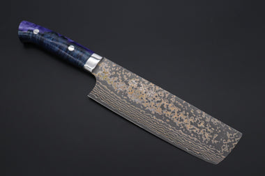 Takeshi Saji Nakiri Takeshi Saji SUMMIT ― Limited Edition Custom Series SMT-1083 VG-10W Multi-Colored Golden-Rainbow Damascus Nakiri 165mm (6.4 Inch)
