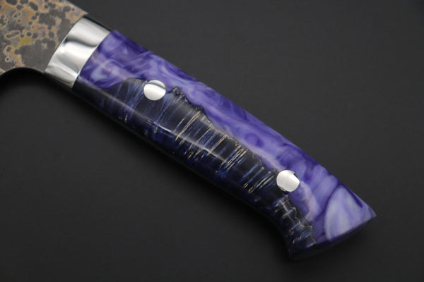Takeshi Saji Nakiri Takeshi Saji SUMMIT ― Limited Edition Custom Series SMT-1084 VG-10W Multi-Colored Golden-Rainbow Damascus Nakiri 165mm (6.4 Inch)