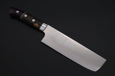 Takeshi Saji Nakiri Takeshi Saji SUMMIT ― Limited Edition Custom Series SMT-1123 VG-10W磨 Multi-Colored Golden-Rainbow Damascus Nakiri 165mm (6.4 Inch)
