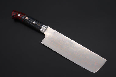 Takeshi Saji Nakiri Takeshi Saji SUMMIT ― Limited Edition Custom Series SMT-1125 VG-10W磨 Multi-Colored Golden-Rainbow Damascus Nakiri 165mm (6.4 Inch)