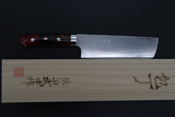Takeshi Saji Nakiri Takeshi Saji SUMMIT ― Limited Edition Custom Series SMT-1126 VG-10W磨 Multi-Colored Golden-Rainbow Damascus Nakiri 165mm (6.4 Inch)
