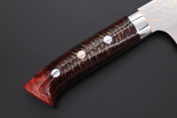Takeshi Saji Nakiri Takeshi Saji SUMMIT ― Limited Edition Custom Series SMT-1170 VG-10W磨 Multi-Colored Golden-Rainbow Damascus Nakiri 165mm (6.4 Inch)