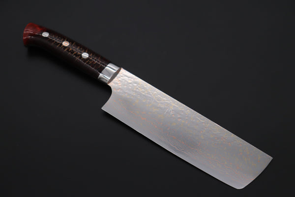 Takeshi Saji Nakiri Takeshi Saji SUMMIT ― Limited Edition Custom Series SMT-1170 VG-10W磨 Multi-Colored Golden-Rainbow Damascus Nakiri 165mm (6.4 Inch)