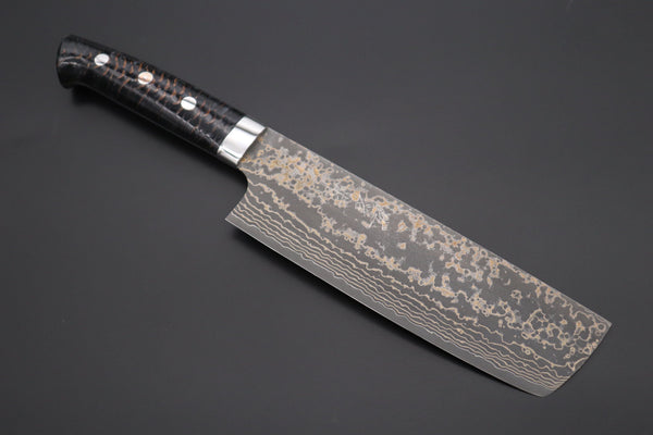 Takeshi Saji Nakiri Takeshi Saji SUMMIT ― Limited Edition Custom Series SMT-953 VG-10W Multi-Colored Golden-Rainbow Damascus Nakiri 165mm (6.4 Inch)