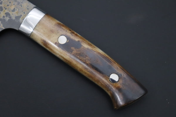 Takeshi Saji Nakiri Nakiri 165mm Takeshi Saji VG-10W Multi-Colored Golden-Rainbow Damascus Series TS-9 Nakiri 165mm (6.4 Inch, Smooth Bone Handle)