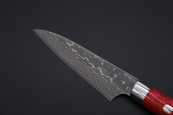 Takeshi Saji Paring Takeshi Saji SUMMIT ― Limited Edition Custom Series SMT-1142 VG-10W Multi-Colored Golden-Rainbow Damascus Paring 95mm (3.7 Inch)