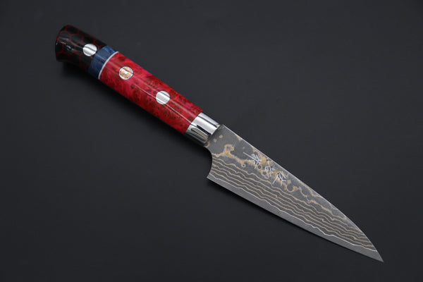 Takeshi Saji Paring Takeshi Saji SUMMIT ― Limited Edition Custom Series SMT-1142 VG-10W Multi-Colored Golden-Rainbow Damascus Paring 95mm (3.7 Inch)