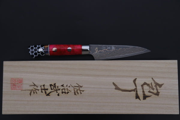 Takeshi Saji Paring Takeshi Saji SUMMIT ― Limited Edition Custom Series SMT-1143 VG-10W Multi-Colored Golden-Rainbow Damascus Paring 95mm (3.7 Inch)