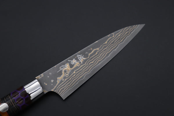 Takeshi Saji Paring Takeshi Saji SUMMIT ― Limited Edition Custom Series SMT-1144 VG-10W Multi-Colored Golden-Rainbow Damascus Paring 95mm (3.7 Inch)