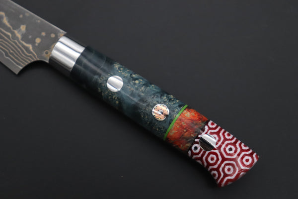 Takeshi Saji Paring Takeshi Saji SUMMIT ― Limited Edition Custom Series SMT-1145 VG-10W Multi-Colored Golden-Rainbow Damascus Paring 95mm (3.7 Inch)