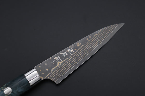 Takeshi Saji Paring Takeshi Saji SUMMIT ― Limited Edition Custom Series SMT-1145 VG-10W Multi-Colored Golden-Rainbow Damascus Paring 95mm (3.7 Inch)