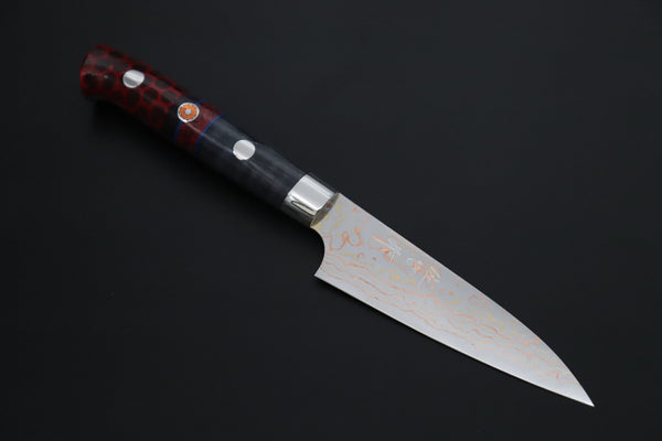 Takeshi Saji Paring Takeshi Saji SUMMIT ― Limited Edition Custom Series SMT-1197 VG-10W Multi-Colored Golden-Rainbow Damascus Paring 95mm (3.7 Inch)