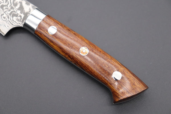 Takeshi Saji Petty Takeshi Saji R-2 Custom Black Damascus Wild Series Petty (135mm and 150mm, Ironwood Handle)