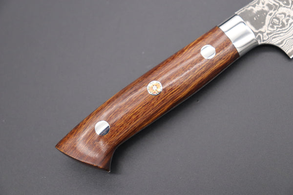 Takeshi Saji Petty Takeshi Saji R-2 Custom Black Damascus Wild Series Petty (135mm and 150mm, Ironwood Handle)