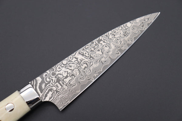 Takeshi Saji Petty Takeshi Saji R-2 Custom Black Damascus Wild Series Petty (135mm and 150mm, Stag Bone Handle)