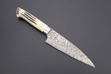 Takeshi Saji Petty SRD-1S Petty 135mm (5.3 inch) / Stag Bone Handle Takeshi Saji R-2 Custom Black Damascus Wild Series Petty (135mm and 150mm, Stag Bone Handle)