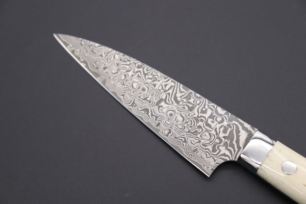 Takeshi Saji Petty Takeshi Saji R-2 Custom Black Damascus Wild Series Petty (135mm and 150mm, Stag Bone Handle)