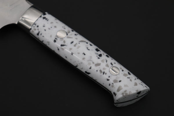Takeshi Saji Petty Takeshi Saji SRS-13 Hammer Forged, Custom Handmade Handle Series TS-11 Petty 135mm (5.3 inch, White Dupont Corian Handle)