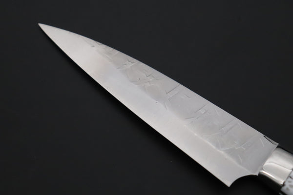 Takeshi Saji Petty Takeshi Saji SRS-13 Hammer Forged, Custom Handmade Handle Series TS-11 Petty 135mm (5.3 inch, White Dupont Corian Handle)