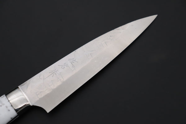 Takeshi Saji Petty Takeshi Saji SRS-13 Hammer Forged, Custom Handmade Handle Series TS-11 Petty 135mm (5.3 inch, White Dupont Corian Handle)