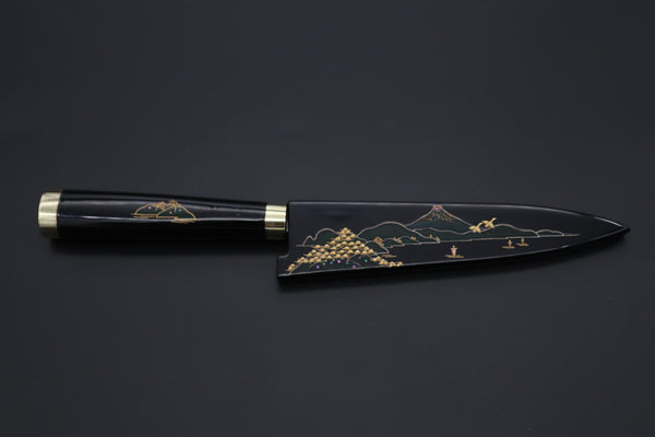 Takeshi Saji Petty Takeshi Saji Urushi & Makie Series "Mt. Fuji Motif" R-2 Custom Diamon Damascus STU-43 Petty 135mm (5.3')