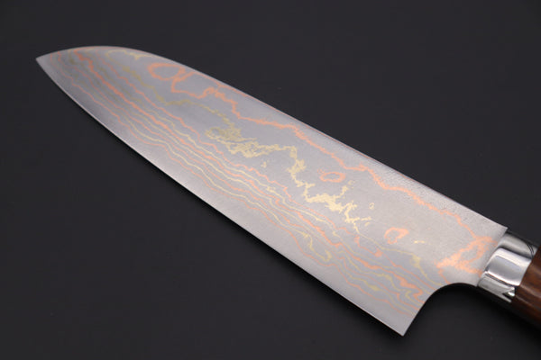 Takeshi Saji Santoku Master Saji Rainbow Damascus Series Santoku 180mm (7 inch, Ironwood Handle)
