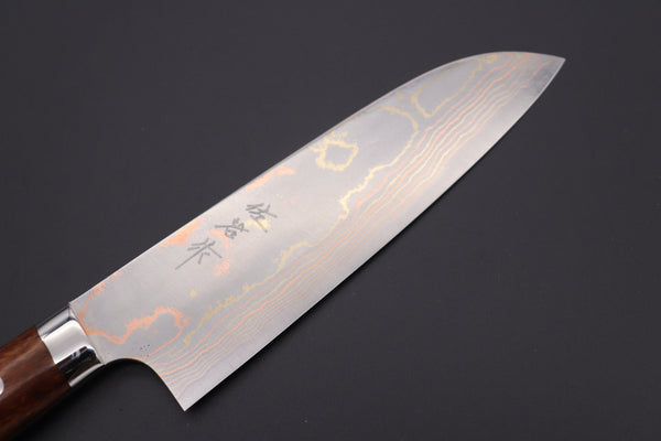 Takeshi Saji Santoku Master Saji Rainbow Damascus Series Santoku 180mm (7 inch, Ironwood Handle)