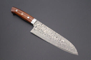 Takeshi Saji Santoku SRD-2BI Santoku 180mm (7 inch) / Ironwood Handle Takeshi Saji R-2 Custom Black Damascus Wild Series Santoku 180mm (7 inch, Ironwood Handle)