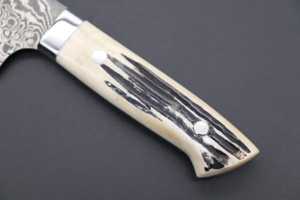 Takeshi Saji Santoku SRD-2S Santoku 180mm (7 inch) / Stag Bone Handle Takeshi Saji R-2 Custom Black Damascus Wild Series Santoku 180mm (7 inch, Stag Bone Handle)