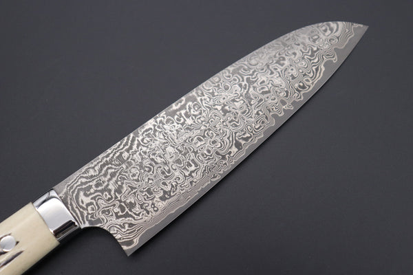 Takeshi Saji Santoku SRD-2S Santoku 180mm (7 inch) / Stag Bone Handle Takeshi Saji R-2 Custom Black Damascus Wild Series Santoku 180mm (7 inch, Stag Bone Handle)