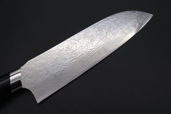 Takeshi Saji Santoku SNRD-5B Santoku 175mm Takeshi Saji R-2 Custom Diamond Damascus Wild Series New Design SNRD-5B Santoku175mm (6.8 inch, Black Linen Micarta Handle)