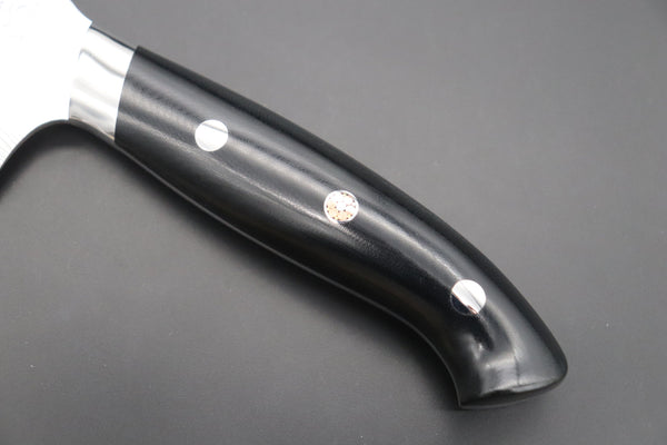 Takeshi Saji Santoku SNRD-5B Santoku 175mm Takeshi Saji R-2 Custom Diamond Damascus Wild Series New Design SNRD-5B Santoku175mm (6.8 inch, Black Linen Micarta Handle)