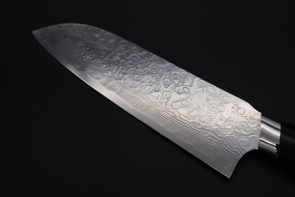 Takeshi Saji Santoku SNRD-5B Santoku 175mm Takeshi Saji R-2 Custom Diamond Damascus Wild Series New Design SNRD-5B Santoku175mm (6.8 inch, Black Linen Micarta Handle)