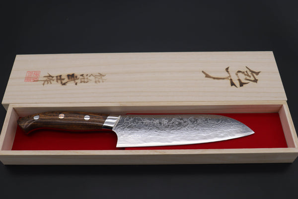 Takeshi Saji Santoku SNRD-5I Santoku 175mm Takeshi Saji R-2 Custom Diamond Damascus Wild Series New Design SNRD-5I Santoku175mm (6.8 inch, Ironwood Handle)