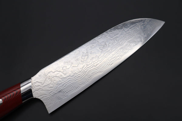 Takeshi Saji Santoku SNRD-5RW Santoku 175mm Takeshi Saji R-2 Custom Diamond Damascus Wild Series New Design SNRD-5RB Santoku175mm (6.8 inch, Red/Black Linen Micarta Handle)