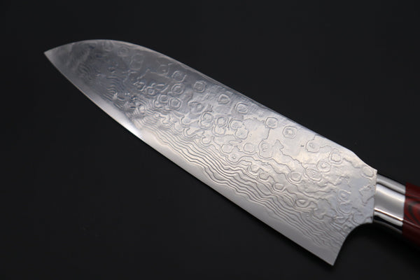 Takeshi Saji Santoku SNRD-5RW Santoku 175mm Takeshi Saji R-2 Custom Diamond Damascus Wild Series New Design SNRD-5RB Santoku175mm (6.8 inch, Red/Black Linen Micarta Handle)